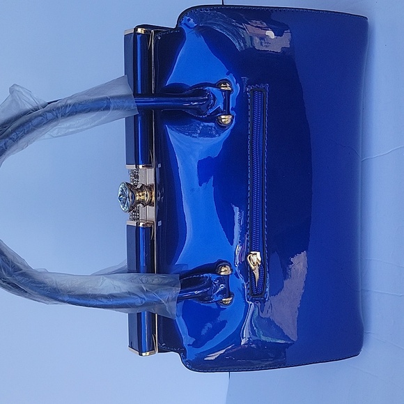 Blue bejeweled hand/strap purse - Picture 5 of 8